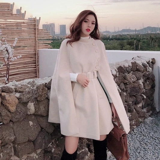 Elegant Woolen Cloak Coat - AMOROUSDRESS