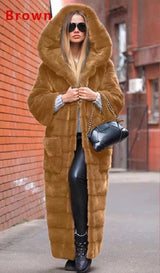 Ivy Hooded Fur Coat - AMOROUSDRESS