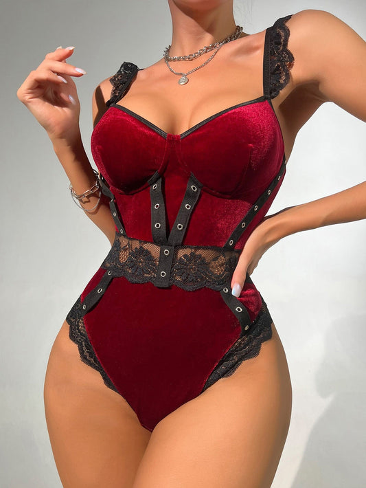 Lovely Eden Velvet Bodysuit