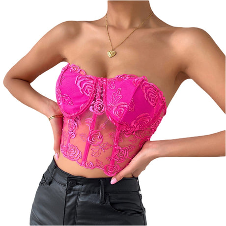 Sweet Rose Bustier Tube Top - AMOROUSDRESS