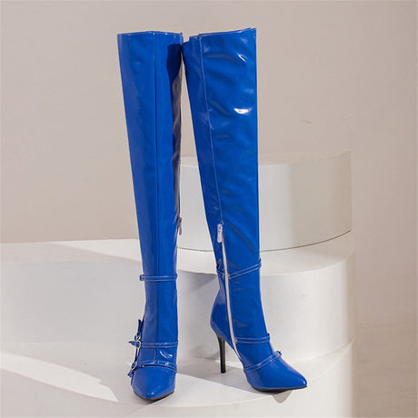 Donna Leather Over The Knee Boots - AMOROUSDRESS