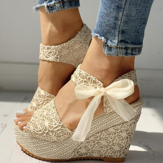 Mindy Hot Lace Wedges - AMOROUSDRESS