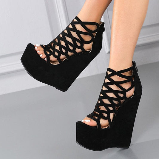 Polly Peep Toe Wedges Sandals - AMOROUSDRESS