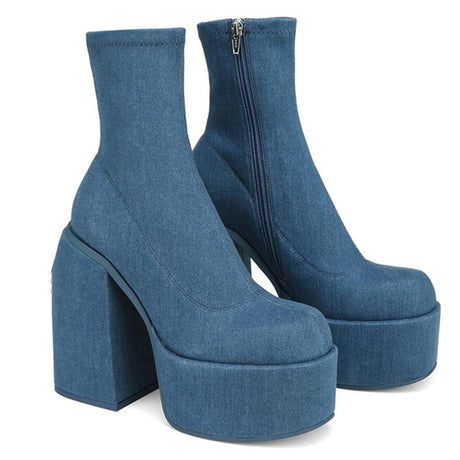 Denim Y2K High Heels Boots - AMOROUSDRESS