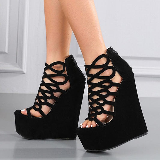 Polly Peep Toe Wedges Sandals - AMOROUSDRESS