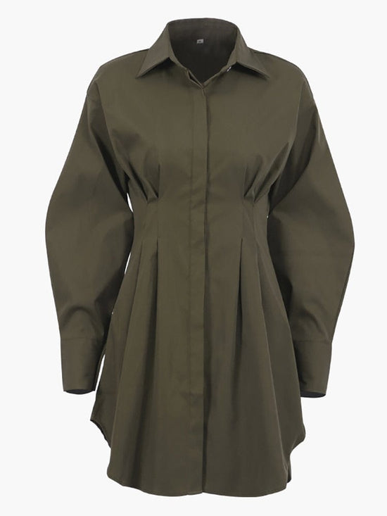 Pleated Office Style Mini Dress - AMOROUSDRESS