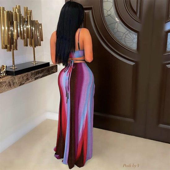 Mixed Colorful Split Dress - AMOROUSDRESS