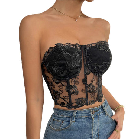 Sweet Rose Bustier Tube Top - AMOROUSDRESS