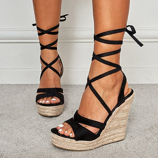 Gia Lace-Up Wedges - AMOROUSDRESS