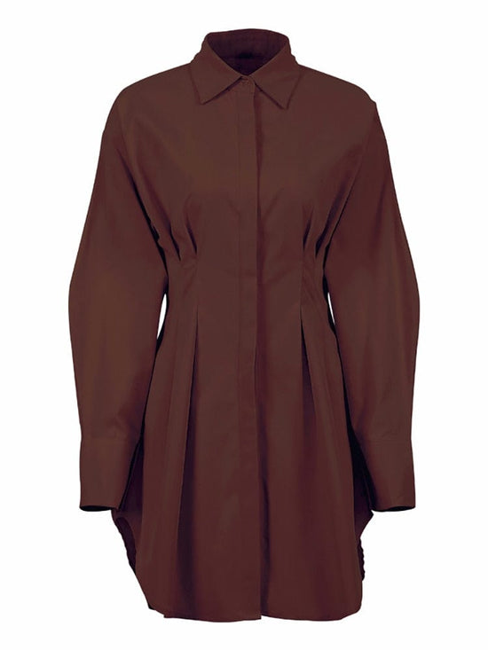 Pleated Office Style Mini Dress - AMOROUSDRESS