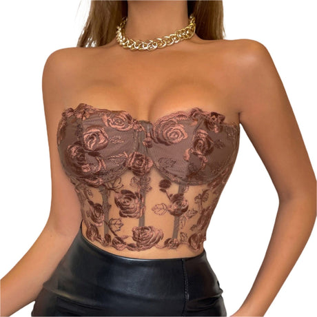 Sweet Rose Bustier Tube Top - AMOROUSDRESS