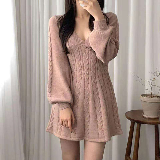 Twist Knitted Mini Dress - AMOROUSDRESS