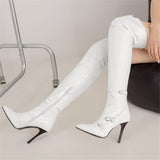 Donna Leather Over The Knee Boots - AMOROUSDRESS