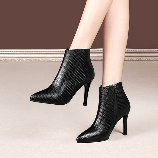 Luxury Leather Pointed Toe High Heels - AMOROUSDRESS