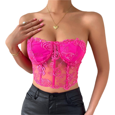 Sweet Rose Bustier Tube Top - AMOROUSDRESS