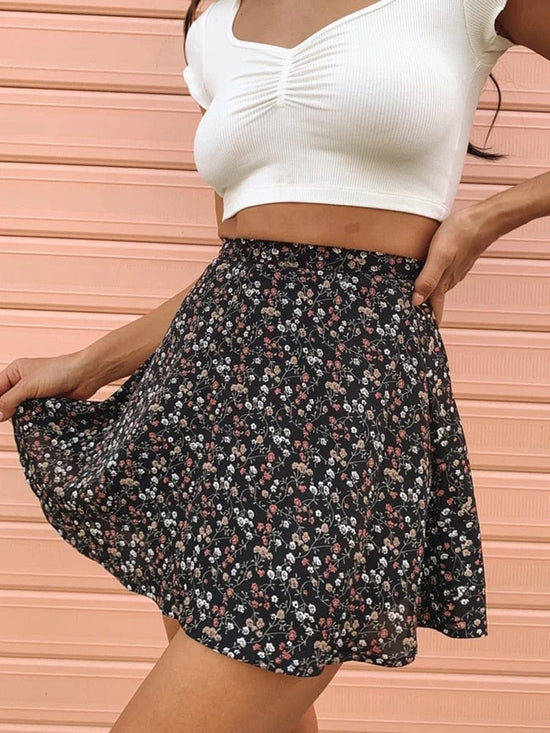 Dearest Floral Mini Skirt - AMOROUSDRESS