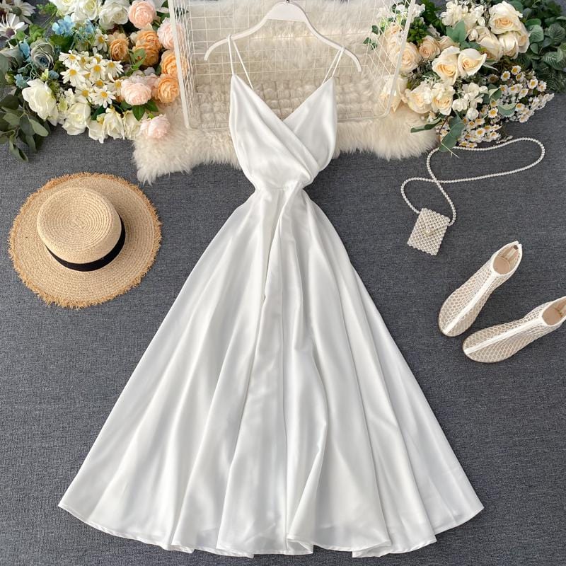 Silk A-line Bow Dress - AMOROUSDRESS