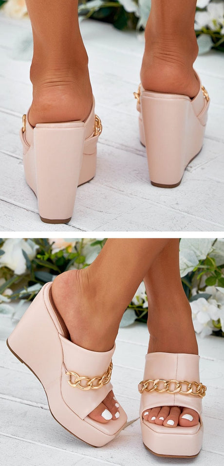 Blair Leather Platform Slippers - AMOROUSDRESS