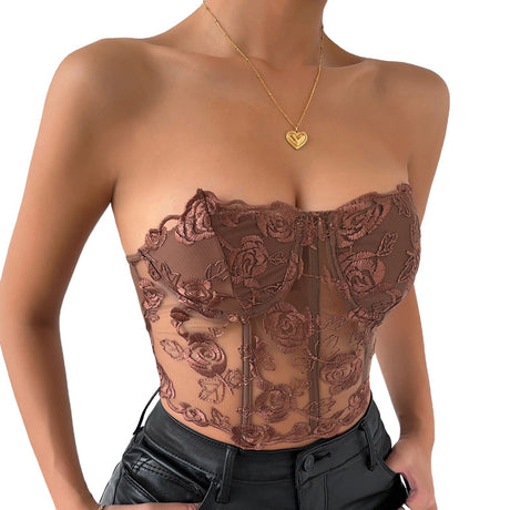 Sweet Rose Bustier Tube Top - AMOROUSDRESS