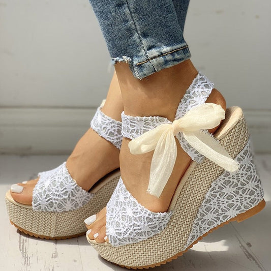 Mindy Hot Lace Wedges - AMOROUSDRESS