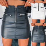 Zip Up Leather Skirt - AMOROUSDRESS