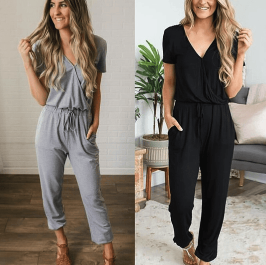 Elegant V-Neck Casual Jumpsuit - AMOROUSDRESS