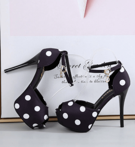 Silk Polk a Dot High Heel Pumps - AMOROUSDRESS