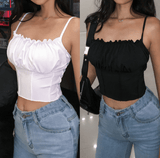 Ruched Crop Top Camisole - AMOROUSDRESS