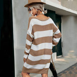 Elegant Striped Knitted Sweater - AMOROUSDRESS