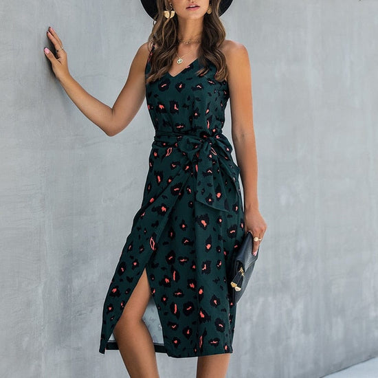 Leopard Sweet Split Dress