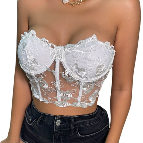 Sweet Rose Bustier Tube Top - AMOROUSDRESS