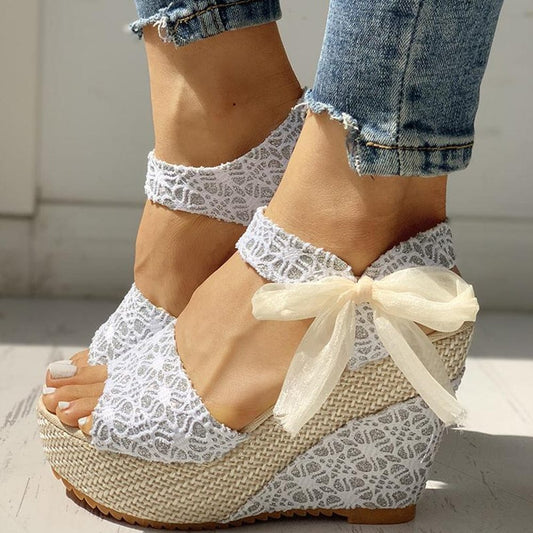 Mindy Hot Lace Wedges - AMOROUSDRESS