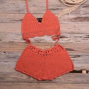 Sweet Knitted Crochet Swimsuit - AMOROUSDRESS