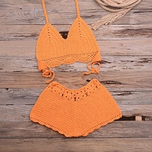 Sweet Knitted Crochet Swimsuit - AMOROUSDRESS