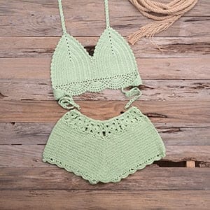 Sweet Knitted Crochet Swimsuit - AMOROUSDRESS