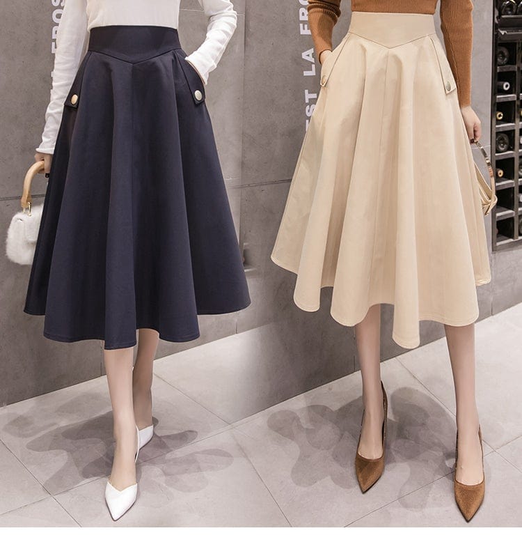 Elegant Swing Midi Skirt - AMOROUSDRESS