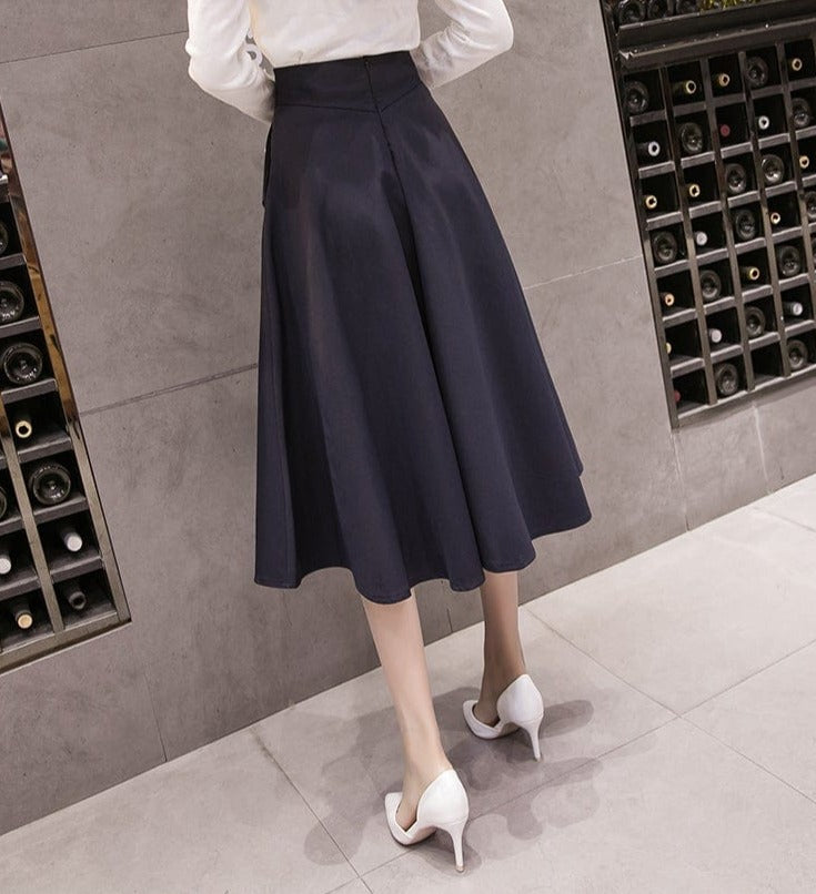 Elegant Swing Midi Skirt - AMOROUSDRESS