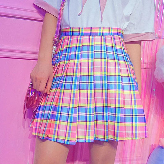 Cute Pink Plaid Skirt - AMOROUSDRESS