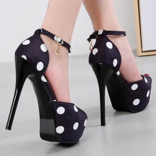 Silk Polk a Dot High Heel Pumps - AMOROUSDRESS