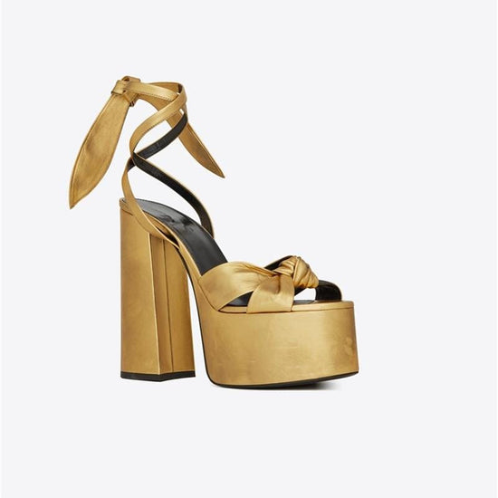 Silk Peep Toe Ankle Strap Heels - AMOROUSDRESS