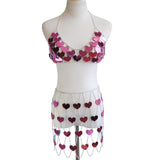 Style Heart Shape Sequin Sets - AMOROUSDRESS