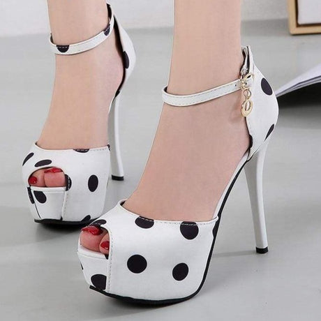 Silk Polk a Dot High Heel Pumps - AMOROUSDRESS