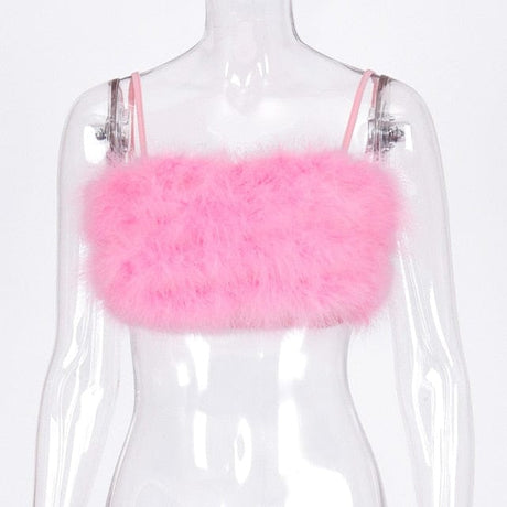 Annie Fur Crop Top - AMOROUSDRESS