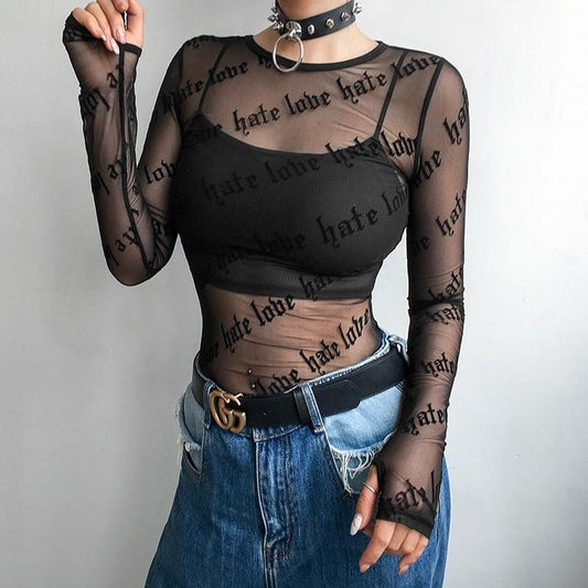 Transparent "Love Hate" Top - AMOROUSDRESS