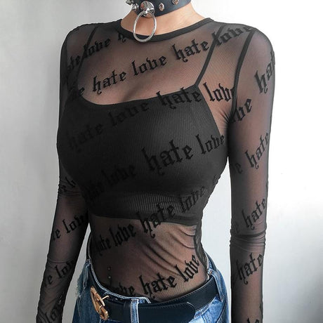 Transparent "Love Hate" Top - AMOROUSDRESS