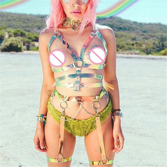 Racy Rave PVC Holographic Set - AMOROUSDRESS