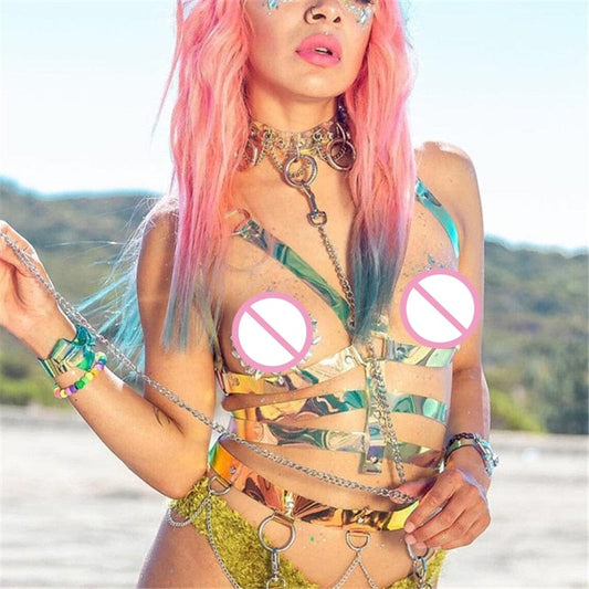 Racy Rave PVC Holographic Set - AMOROUSDRESS