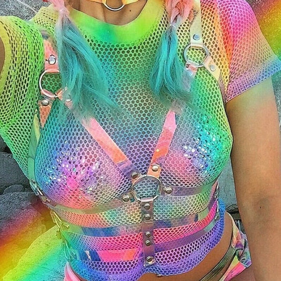 Racy Rave PVC Holographic Set - AMOROUSDRESS