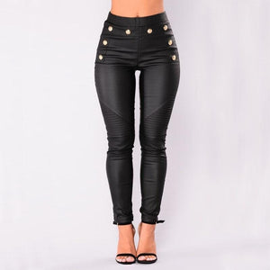 Cute Button Leather Pants - AMOROUSDRESS