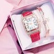 Diamond Leather Band Quartz Watch Sets - AMOROUSDRESS